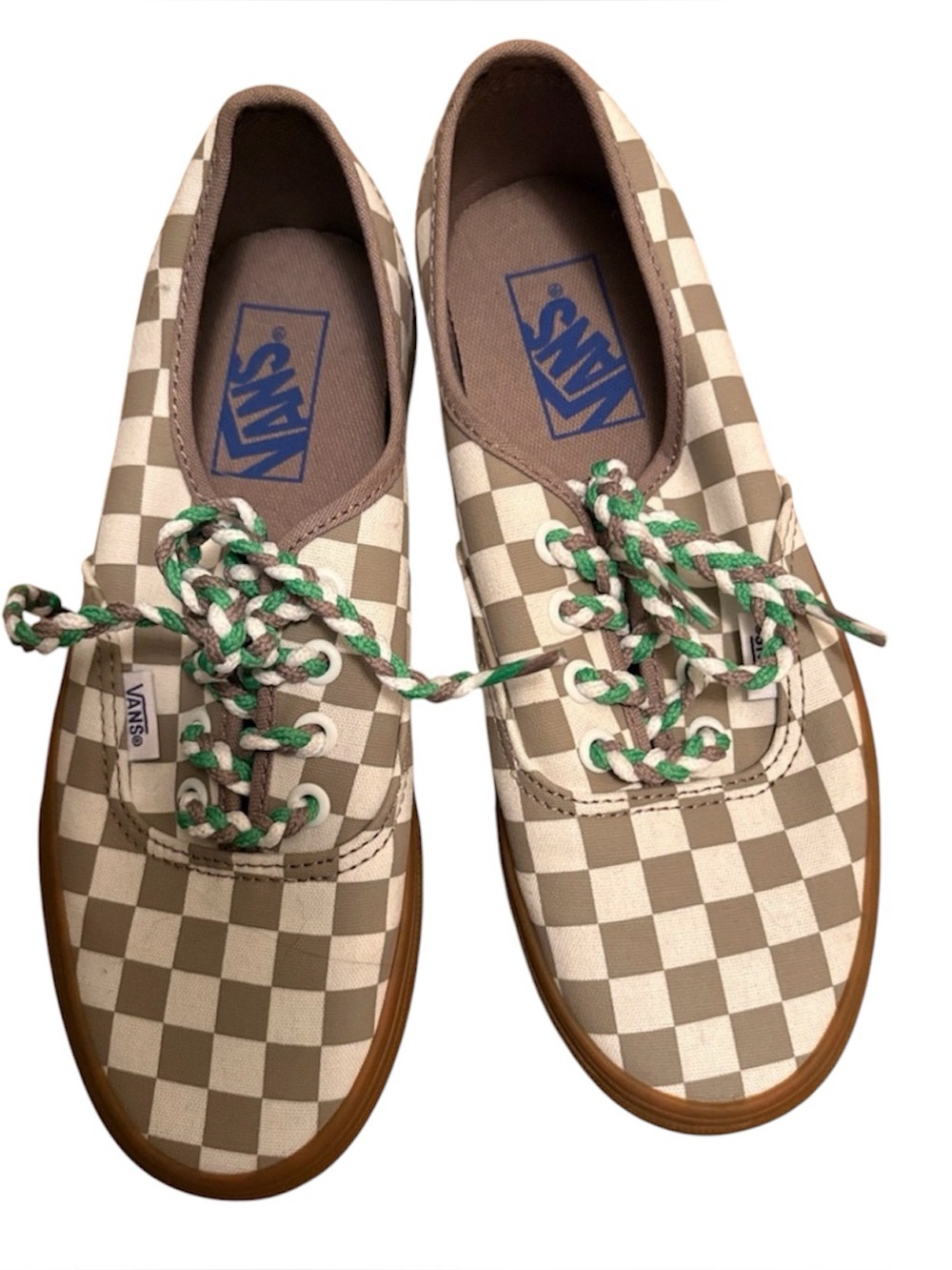 Vans Checkerboard Low-Top Sneakers in Beige, White & Brown
